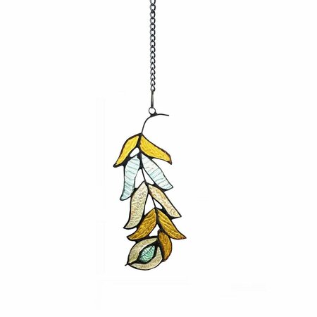 CHLOE LIGHTING 7 in. Feather Tiffany-style Stained Glass Window Panel CH1P605PC07-FTA